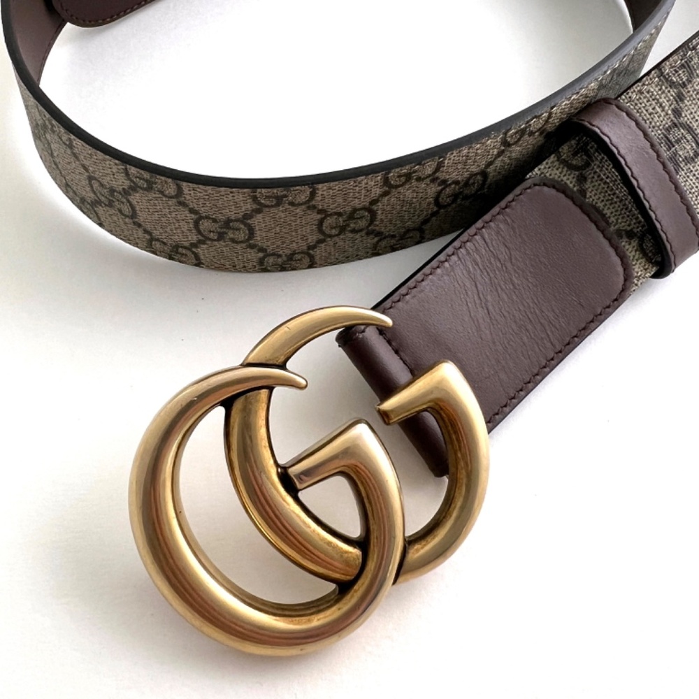 Gucci Bicolor GG Marmont Wide Belt 95-38 Vintage